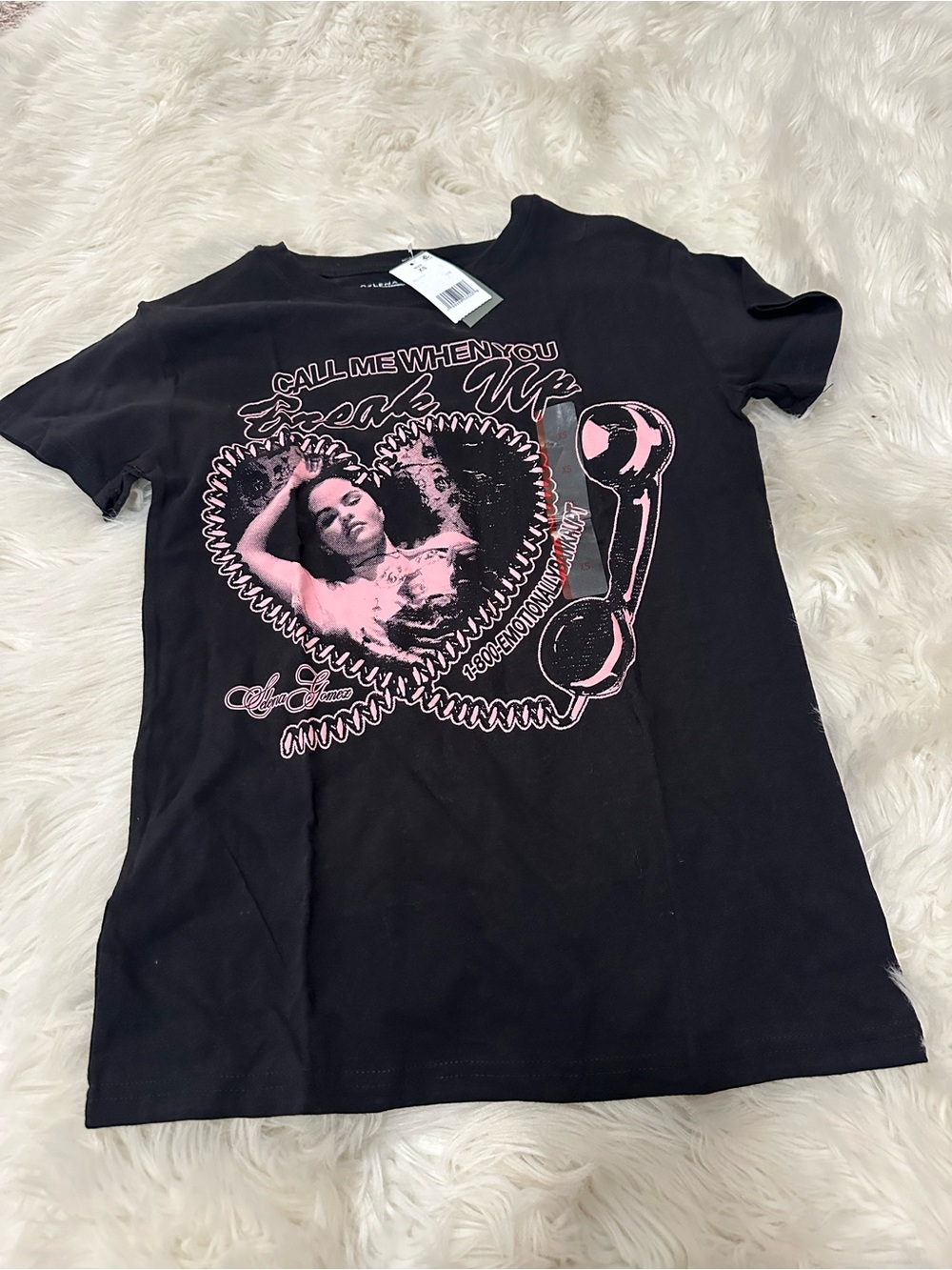 Selena Gomez Black Tee with Pink Lettering